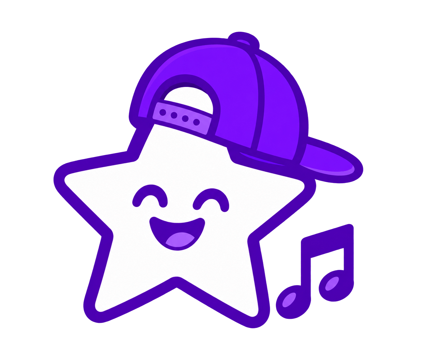Purple star mascot with musical notes (1)